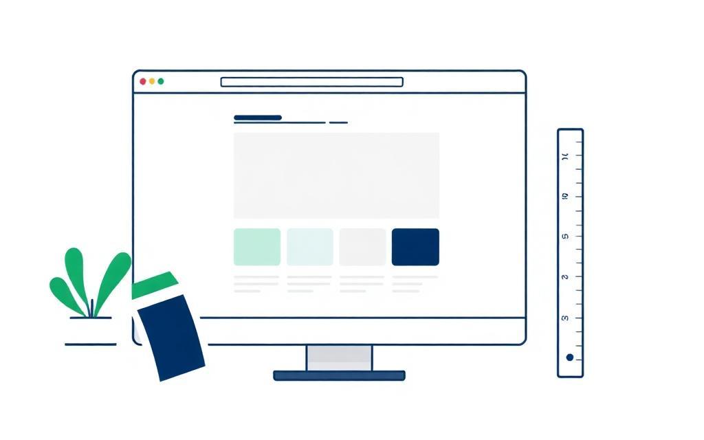 Web design illustration with wireframe layout and browser window
